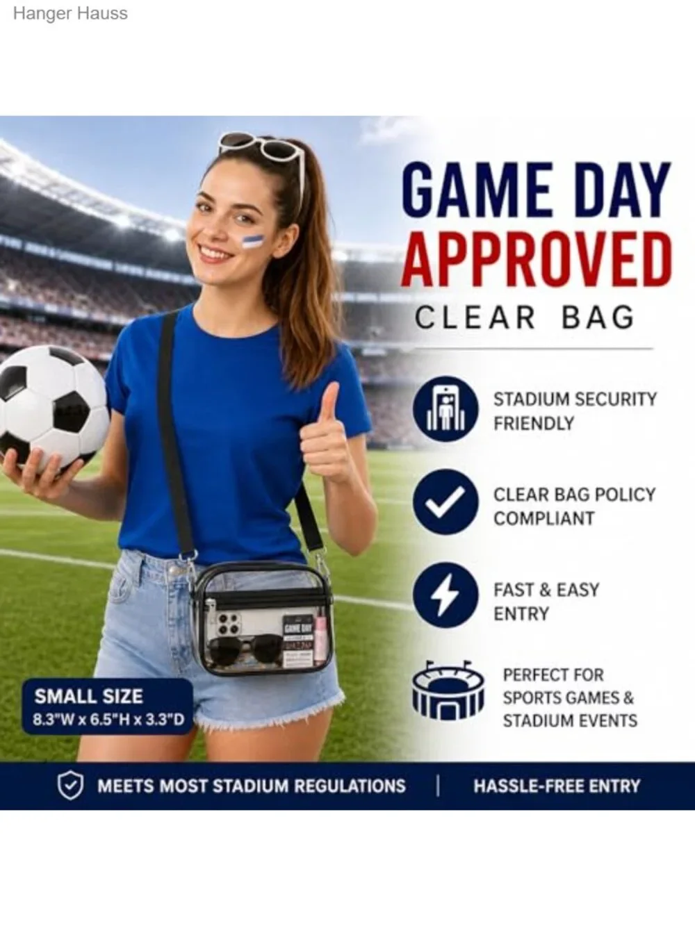 Oraben Clear Stadium Approved Satchel Bag Adjustable Crossbody PVC Handbag